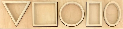 A perfect way to learn about 5 basic shapes, as well as doubling up as a sensory tray, to be filled with materials of your own choosing.